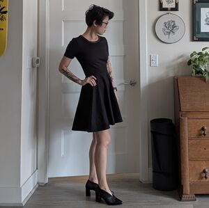 Madewell Black Short Sleeve Skater Dress